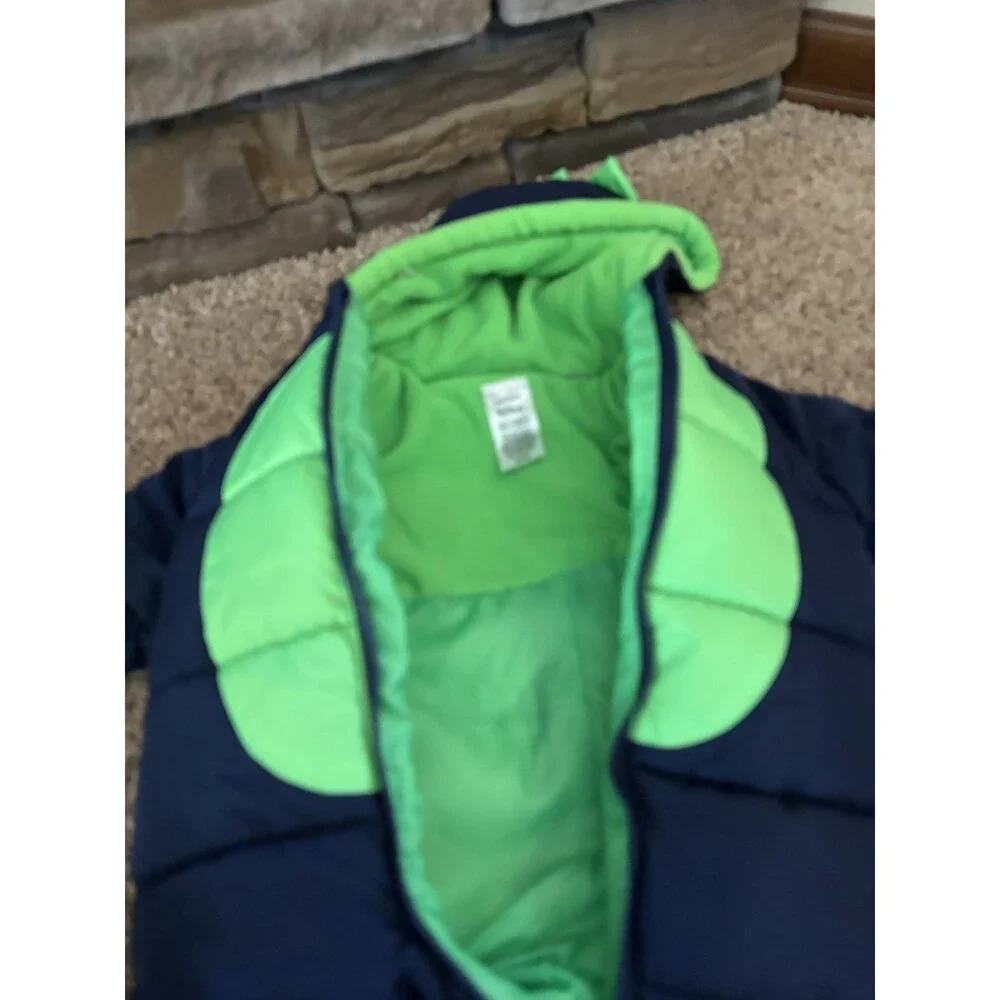 Carters 6-9 Months Dinosaur Snowsuit New Navy And Green One Piece Hood NEW